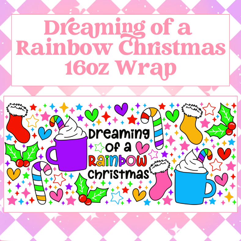 Rainbow Christmas - 16oz Beer / Libbey Can Wrap Holographic Vinyl image 0
