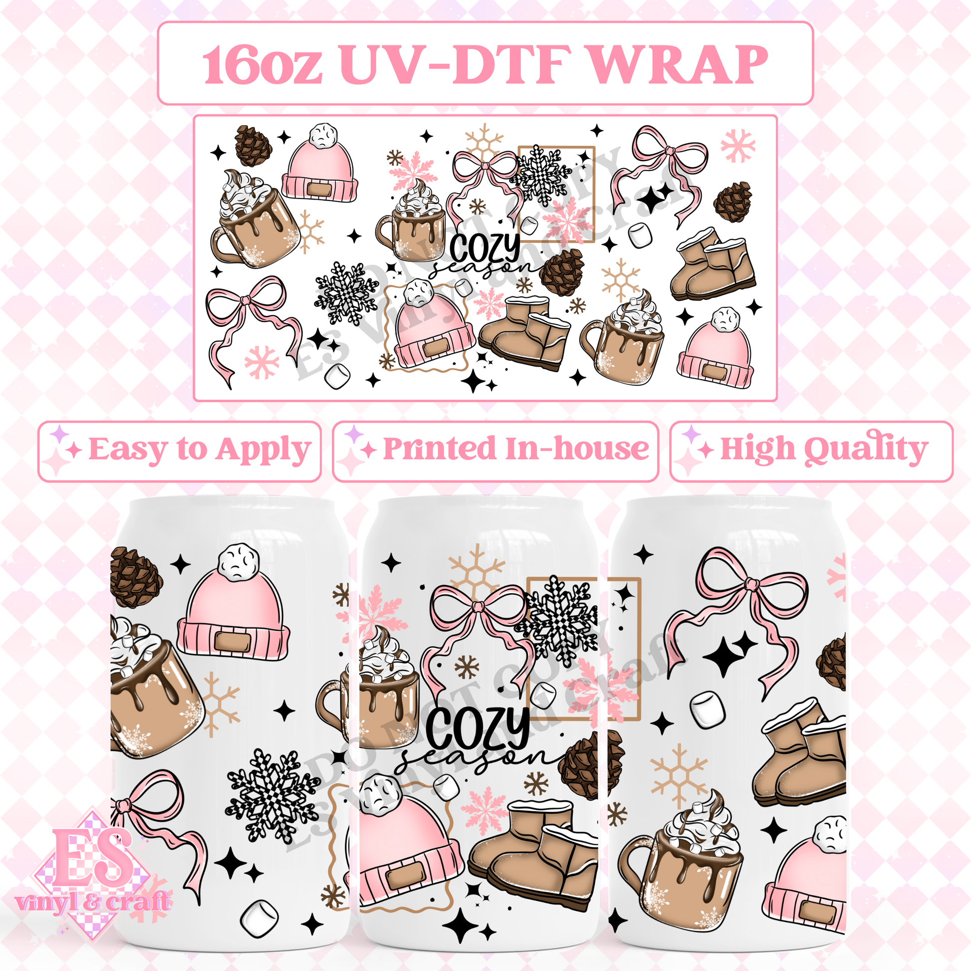 Cozy Season - 16oz Beer Can / Libbey UV-DTF image 0
