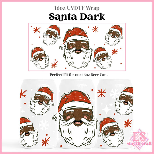 Santa Dark - 16oz Beer Can / Libbey UVDTF Transfers