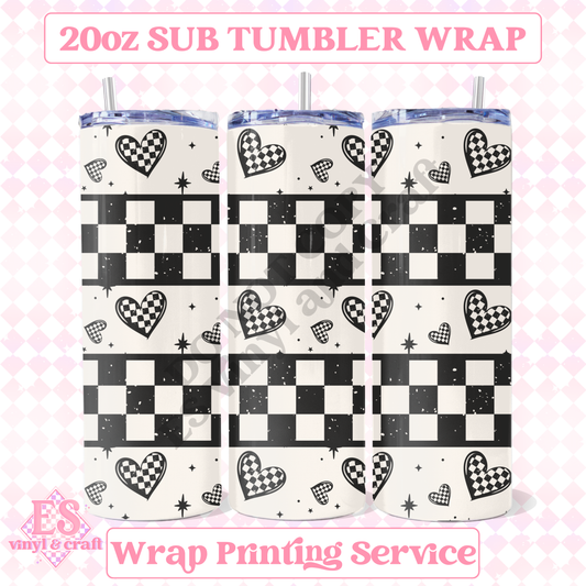 Checkered Hearts - Full 20oz Tumbler Sublimation Print image 0