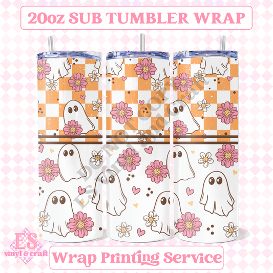 Spring Ghostie - Full 20oz Tumbler Sublimation Print image 0