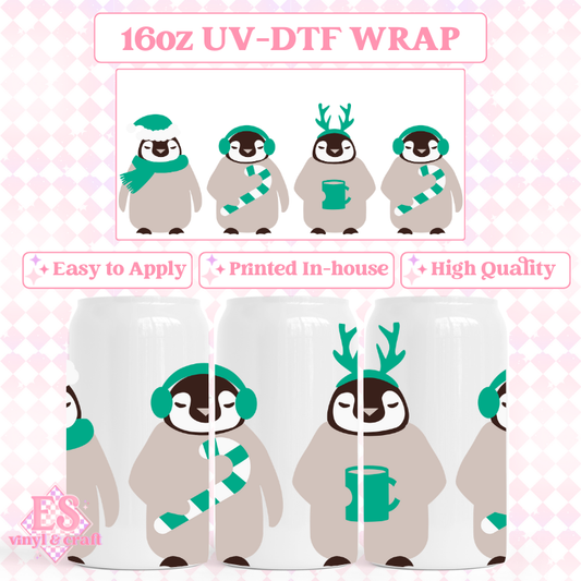 Christmas Penguins - UVDTF 16oz Libbey Can Wrap image 0