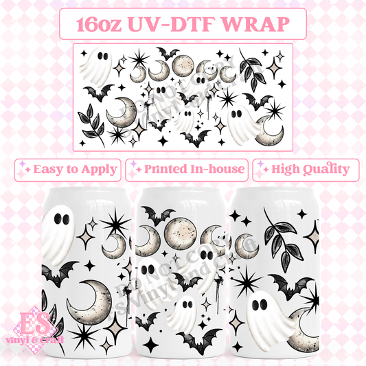 Ghost Moon - 16oz Beer Can / Libbey UV-DTF Transfer image 0