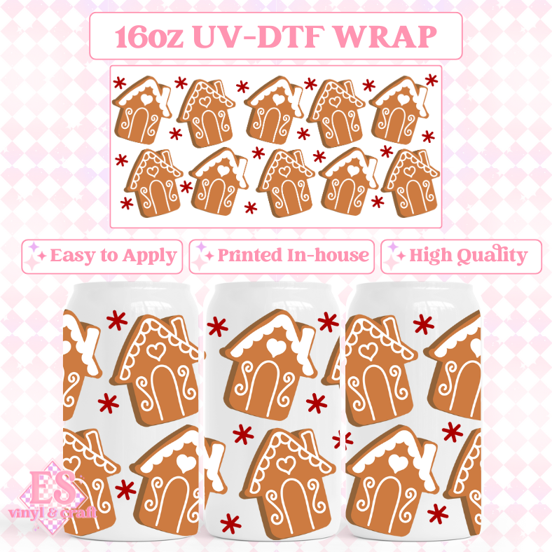 Gingerbread House Festive Cookies - UVDTF 16oz Libbey Can Wrap image 0