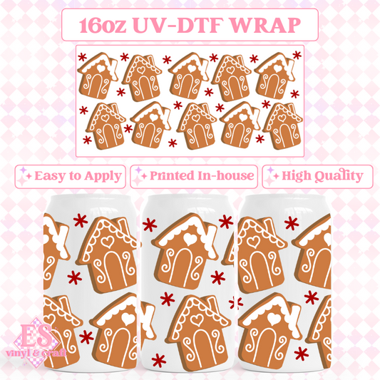 Gingerbread House Festive Cookies - UVDTF 16oz Libbey Can Wrap image 0