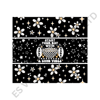 Good Vibes (Black) - Full 20oz Tumbler Sublimation Ready To Print image 1