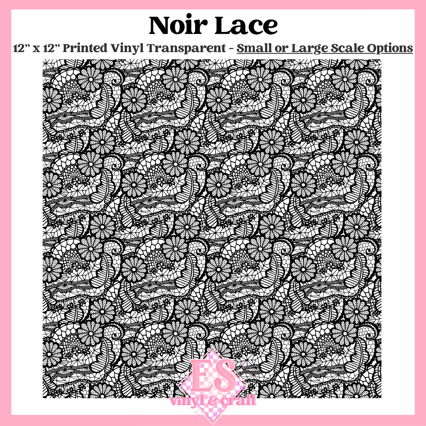 Noir Lace Transparent - Small or Large Scale Options - 12" x 12" Sheet image 0