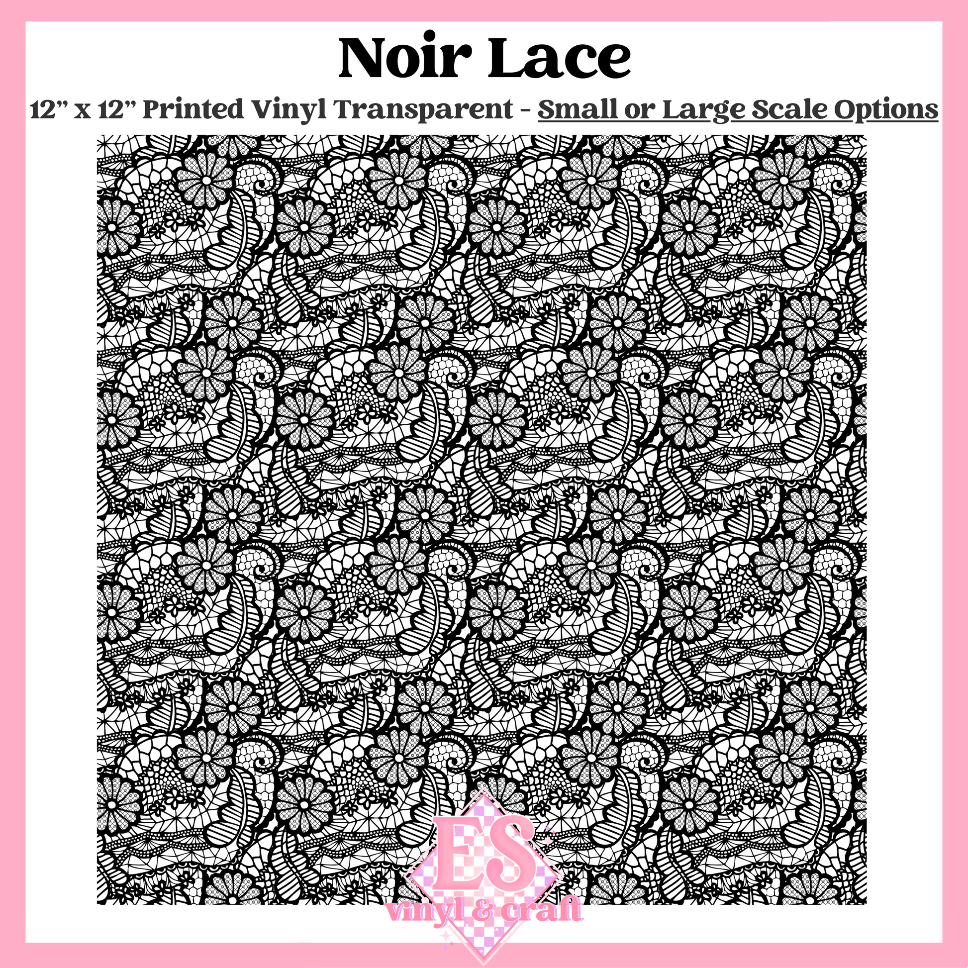 Noir Lace Transparent - Small or Large Scale Options - 12" x 12" Sheet image 0