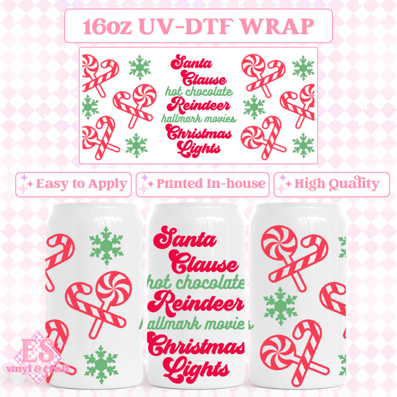 Christmas - 16oz Beer Can / Libbey UV-DTF Transfers image 10