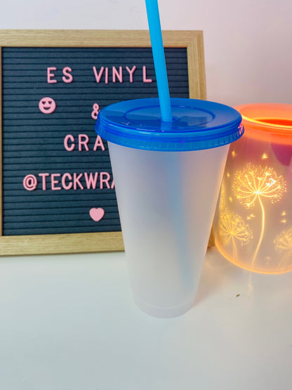 Coloured Clear Lid Frosted Solid Cold Cup 24oz image 6