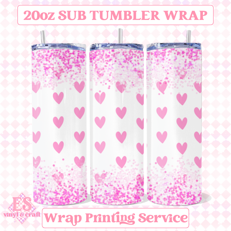 Hearts and Glitter - Full 20oz Tumbler Sublimation Print image 0