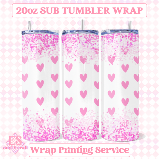 Hearts and Glitter - Full 20oz Tumbler Sublimation Print image 0