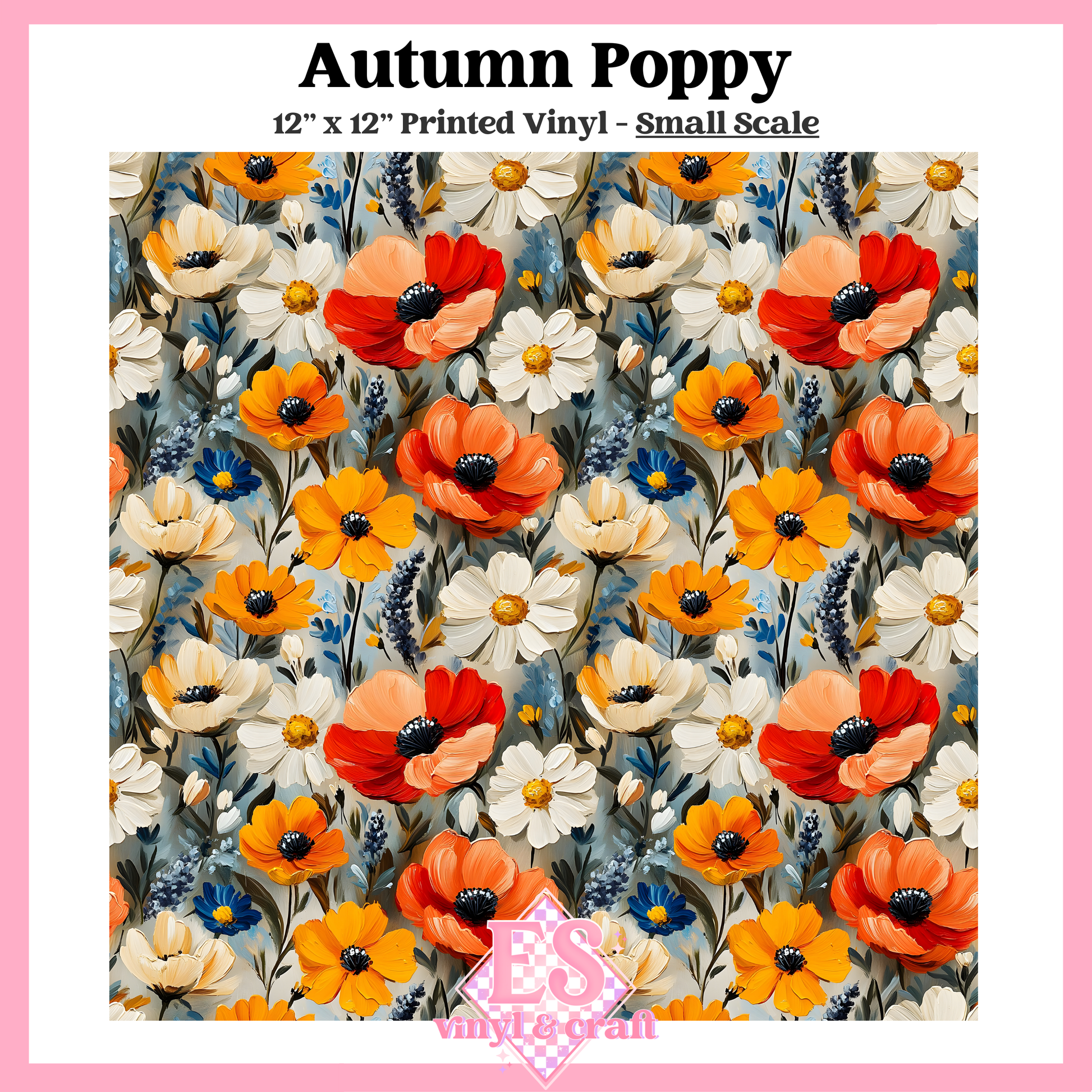 Autumn Poppy - Small or Large Scale Options - 12" x 12" Sheet image 1
