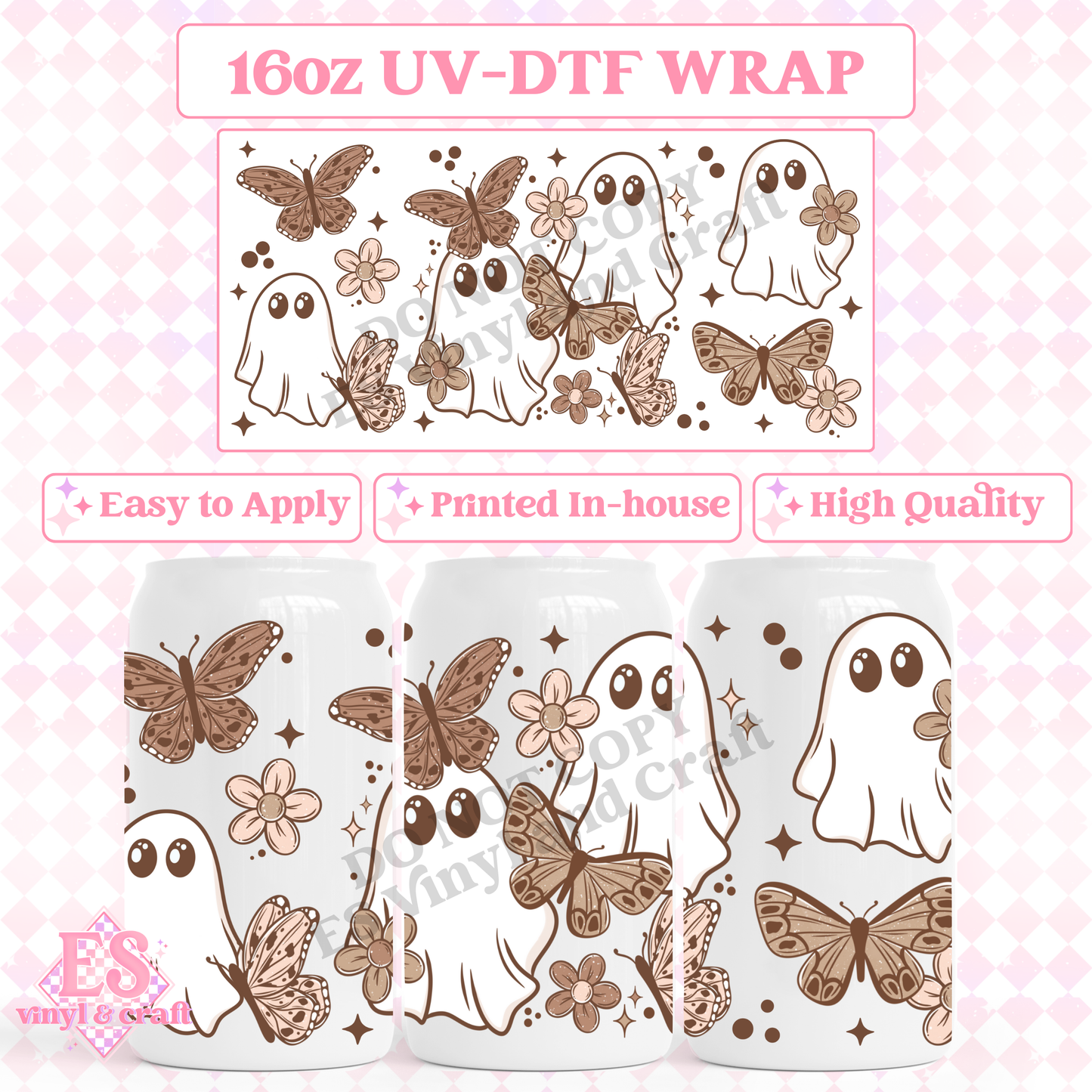 Butterfly Ghosties - 16oz Beer Can / Libbey UV-DTF Transfer image 0
