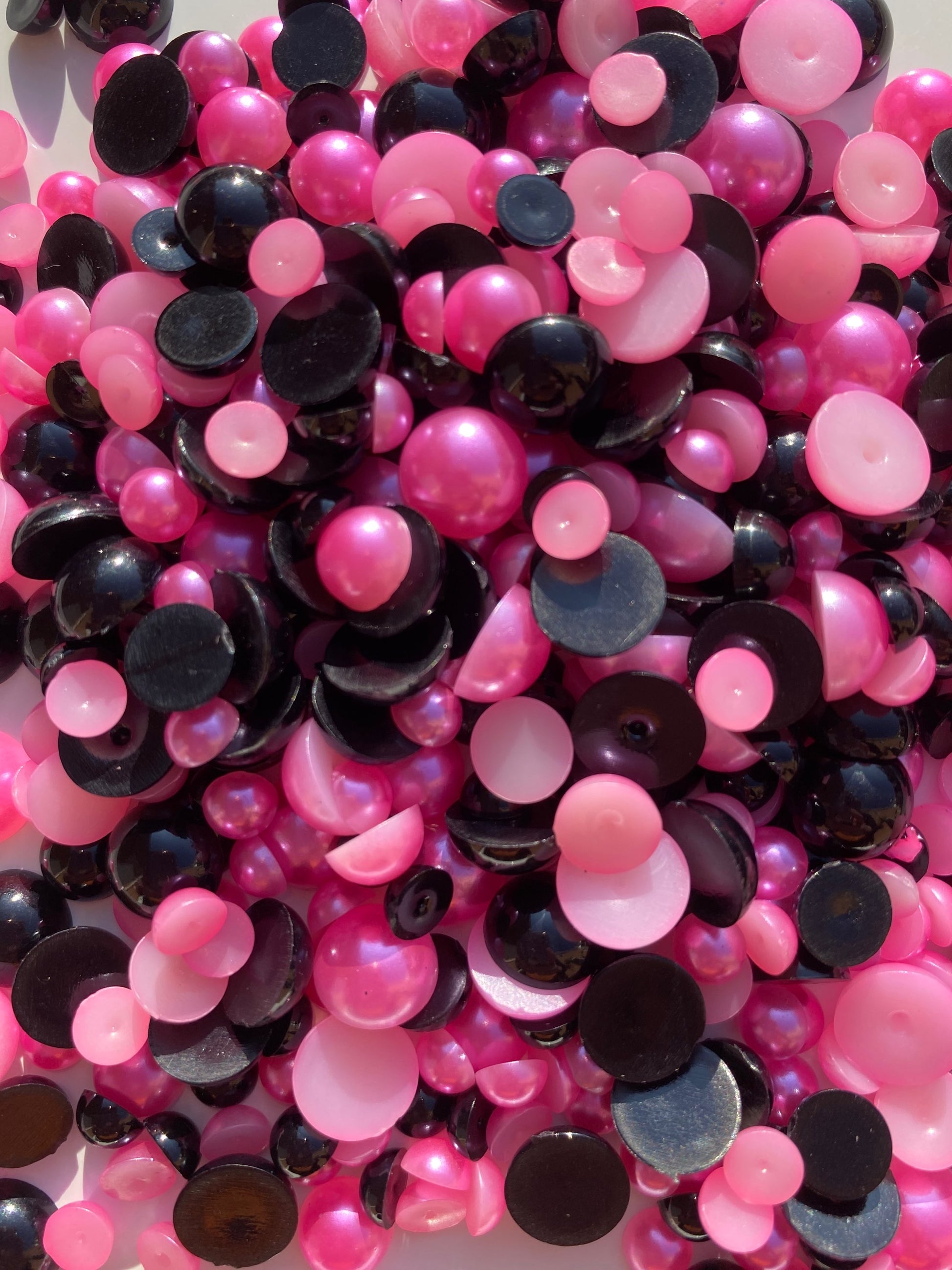 Black & Pink  - Pearl Mix 6mm, 8mm & 10mm image 1