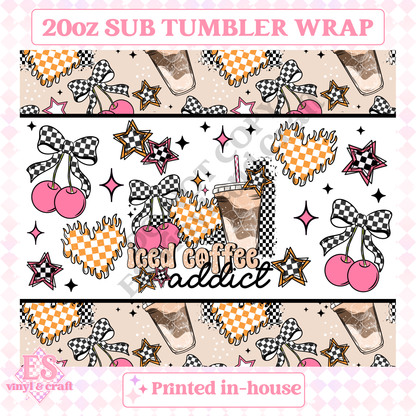 Iced Coffee Addict - Full 20oz Tumbler Sublimation Print image 1