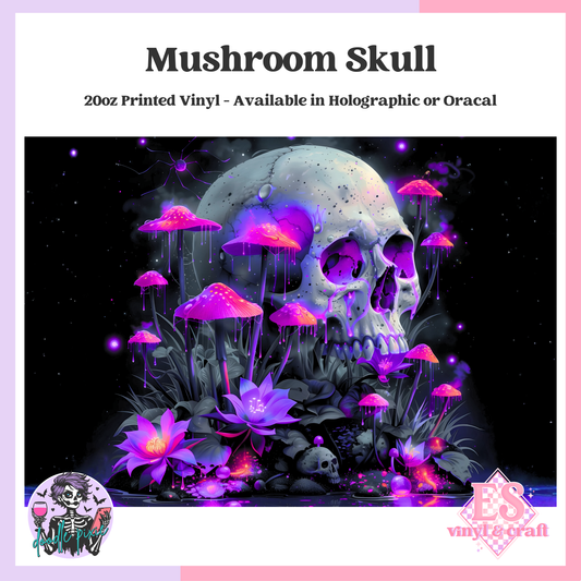 Mushroom Skull - 20oz Printed Tumbler Self Adhesive Vinyl image 0