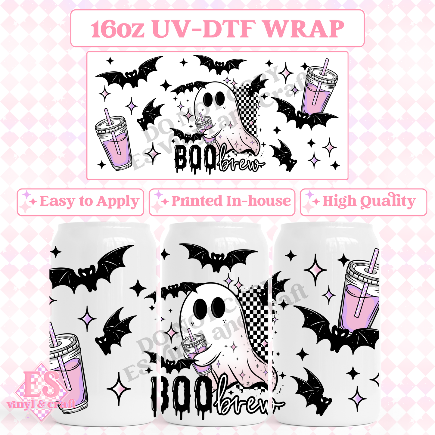 Boo Brew - 16oz Beer Can / Libbey UV-DTF Transfer image 0