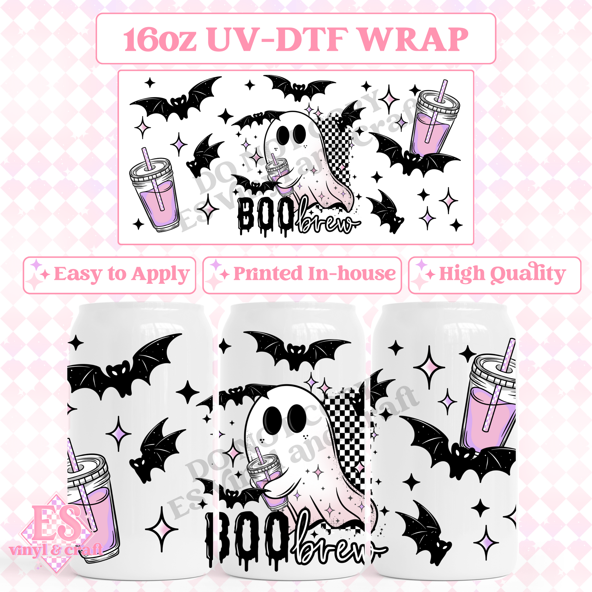 Boo Brew - 16oz Beer Can / Libbey UV-DTF Transfer image 0