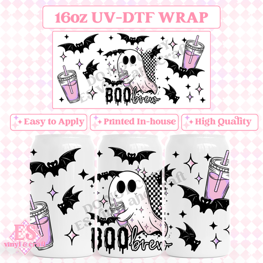 Boo Brew - 16oz Beer Can / Libbey UV-DTF Transfer image 0