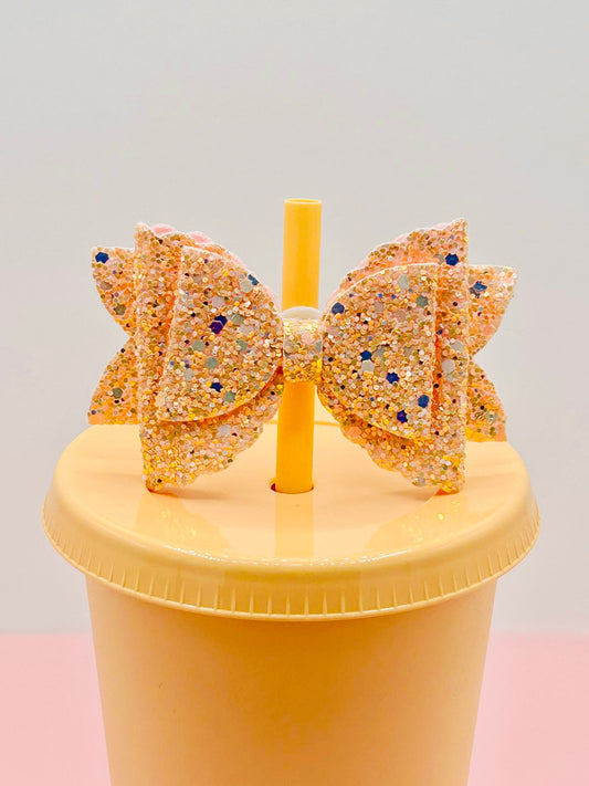 Bow Straw Topper - Peach image 0