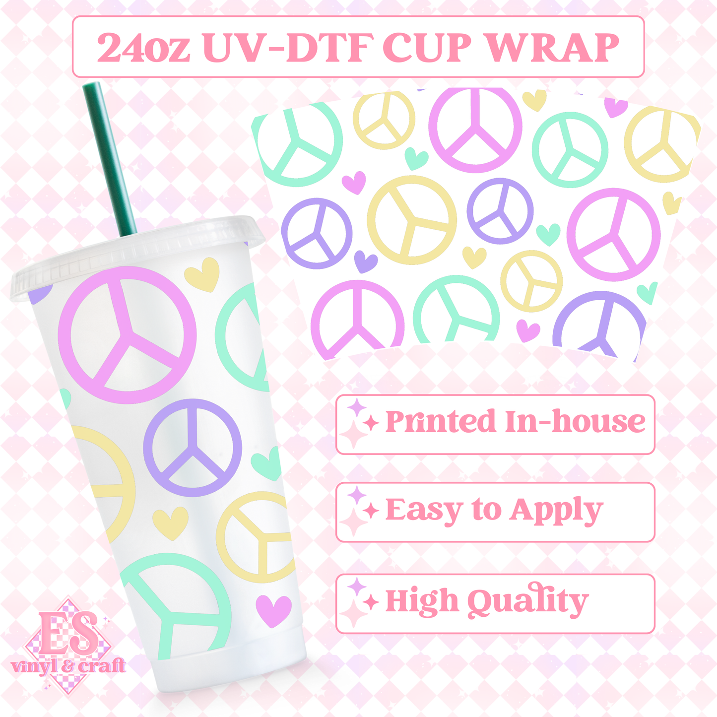 Peace - UVDTF 24oz Cold Cup Wrap image 0