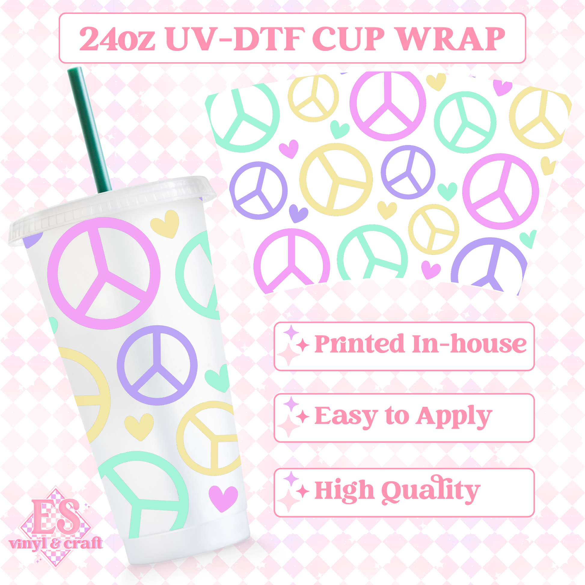 Peace - UVDTF 24oz Cold Cup Wrap image 0