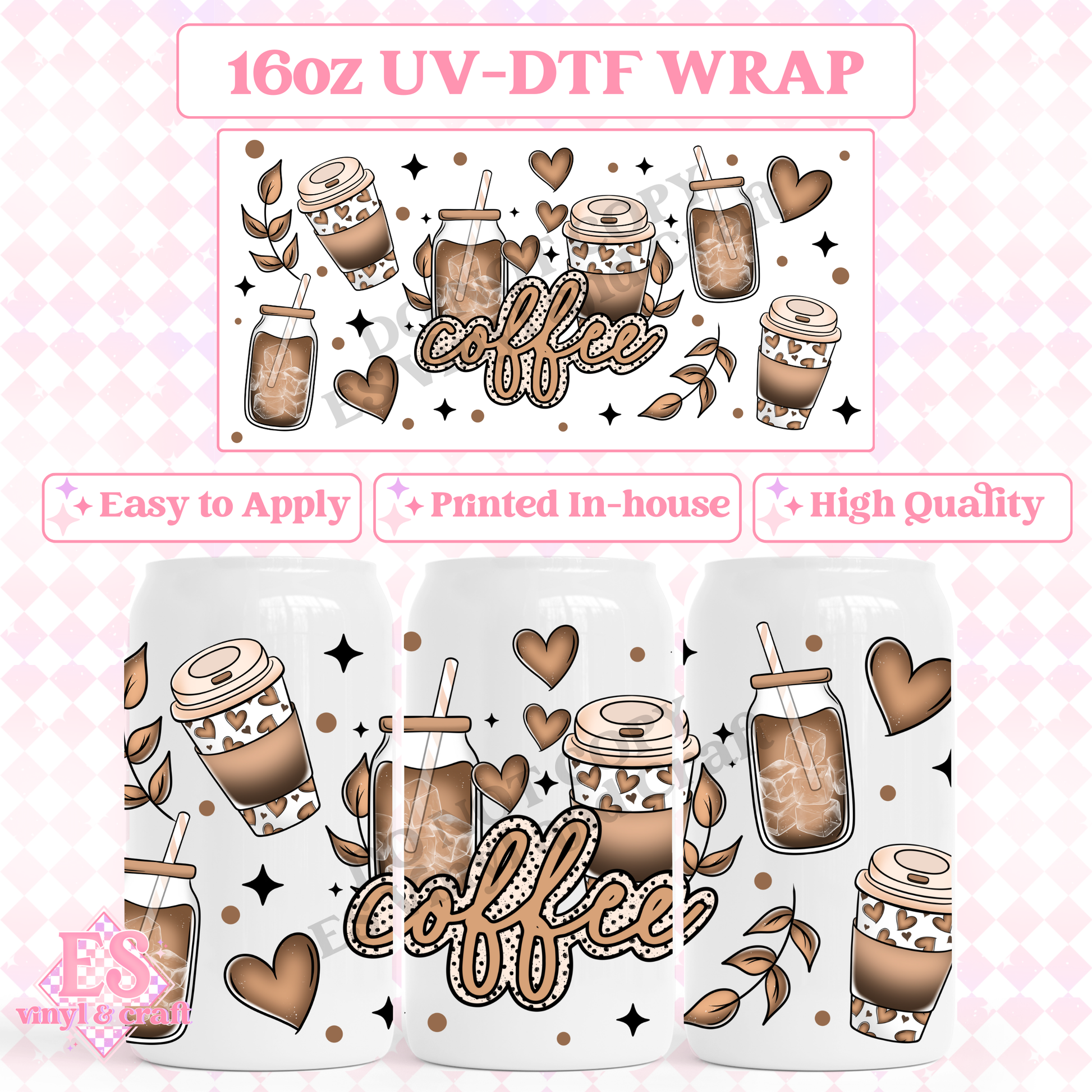 Coffee - 16oz Beer Can / Libbey UV-DTF Transfer image 0