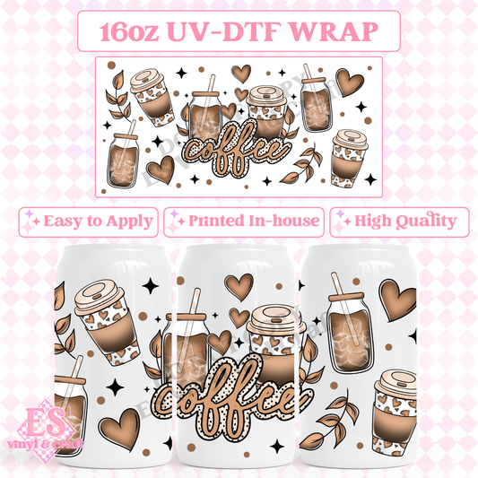 Coffee - 16oz Beer Can / Libbey UV-DTF Transfer image 0