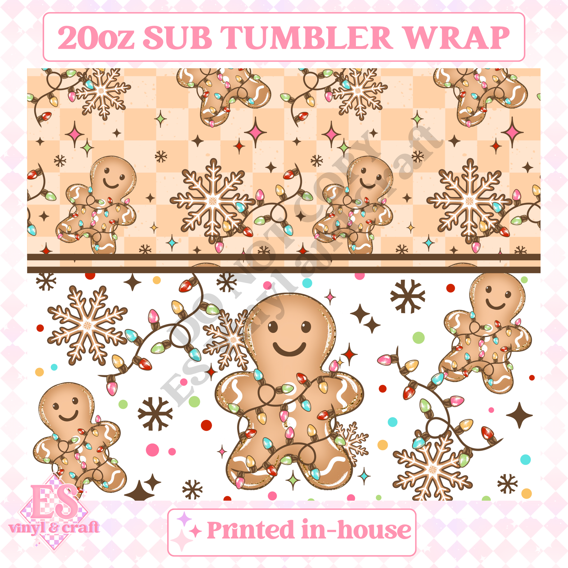 Gingerbread Lights - Full 20oz Tumbler Sublimation Print image 1