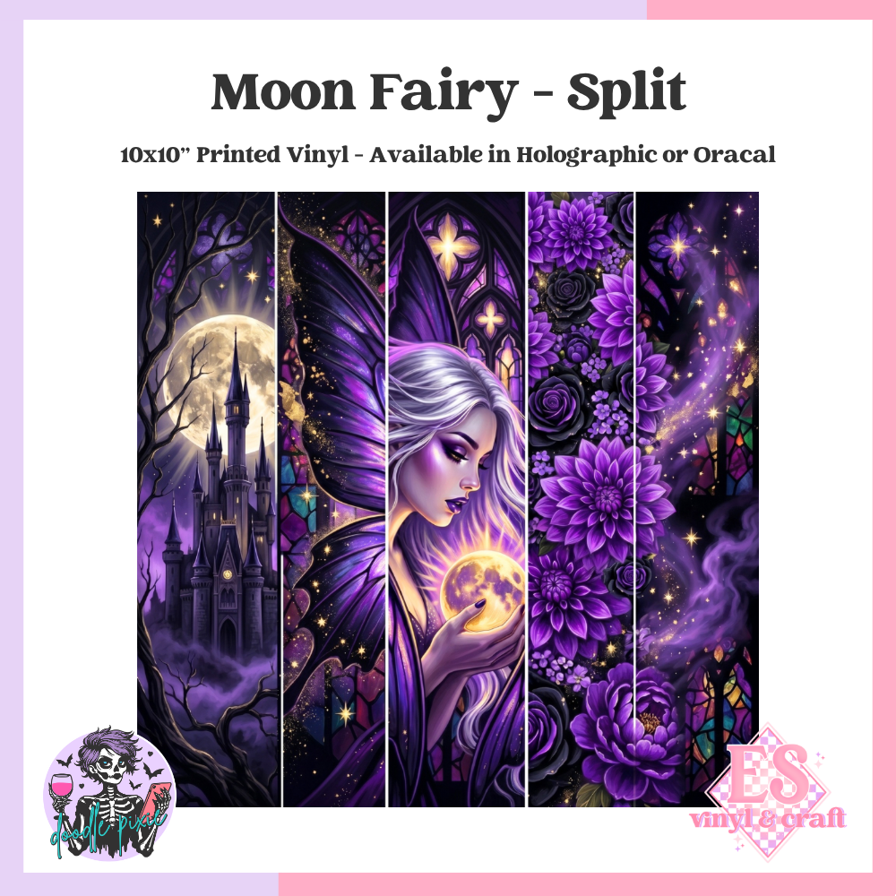 Moon Fairy - Split- 10" x 10" Self Adhesive Vinyl (Oracal or Holo)