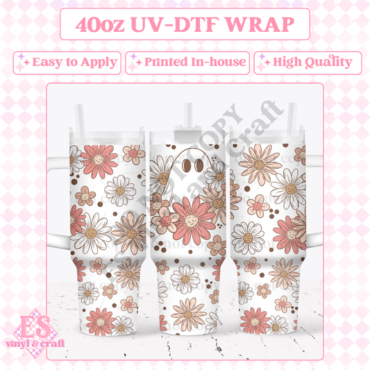 Spring Ghostie - 40oz Tumbler Wraps - UV-DTF (2 Wraps - Top and Bottom) image 0
