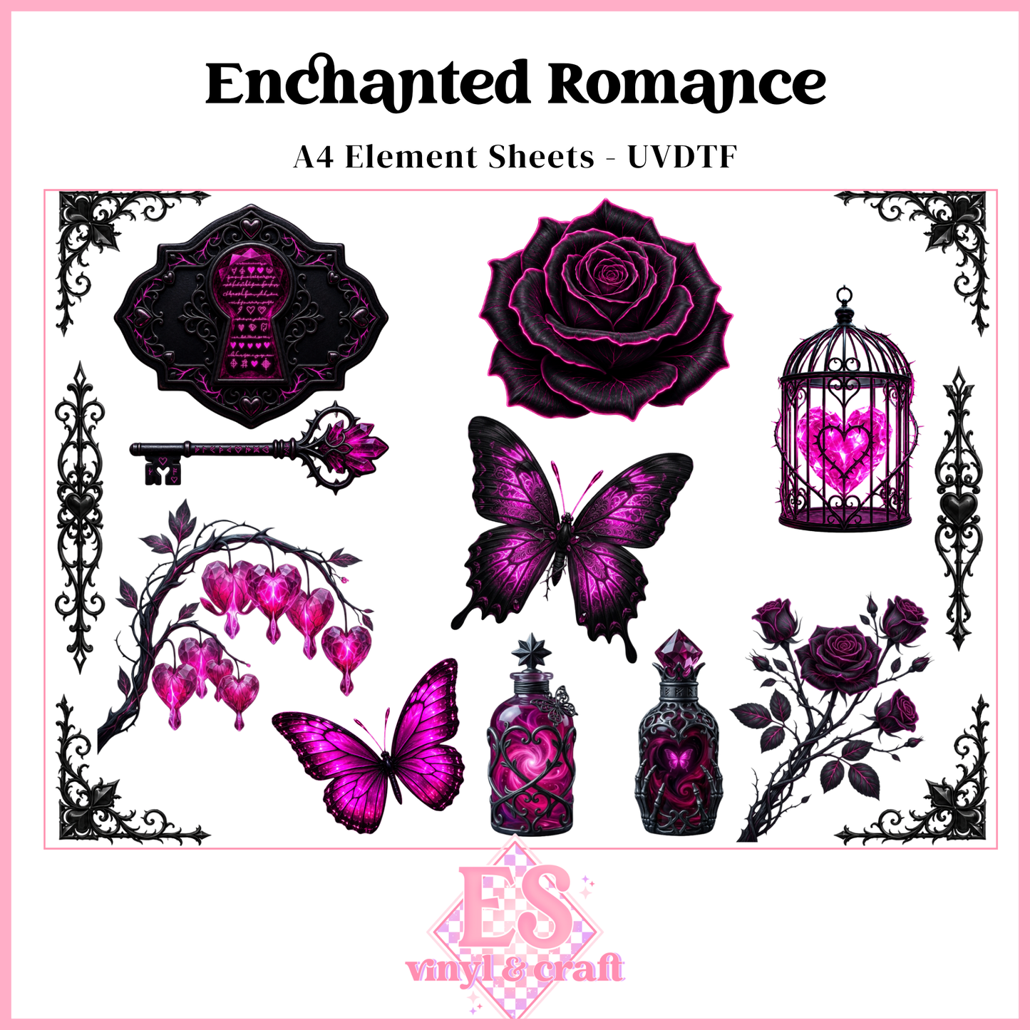 Enchanted Romance - UVDTF Element Sheet (A4 Sheet)