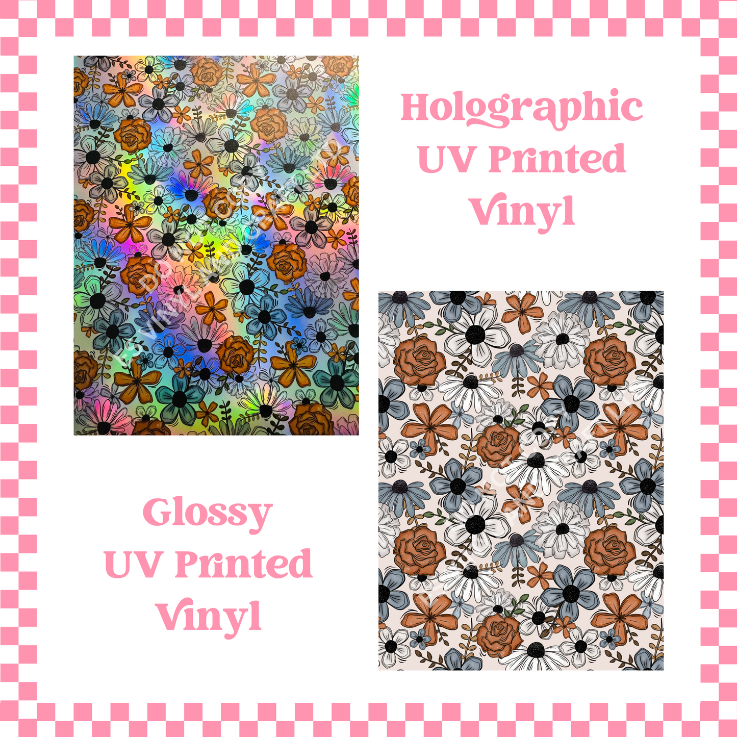 Florals - Holographic or Normal Printed Vinyl (A4 or 12" x 12" Sheet) image 0
