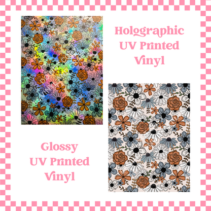 Florals - Holographic or Normal Printed Vinyl (A4 or 12" x 12" Sheet) image 0