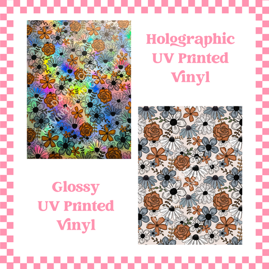 Florals - Holographic or Normal Printed Vinyl (A4 or 12" x 12" Sheet) image 0