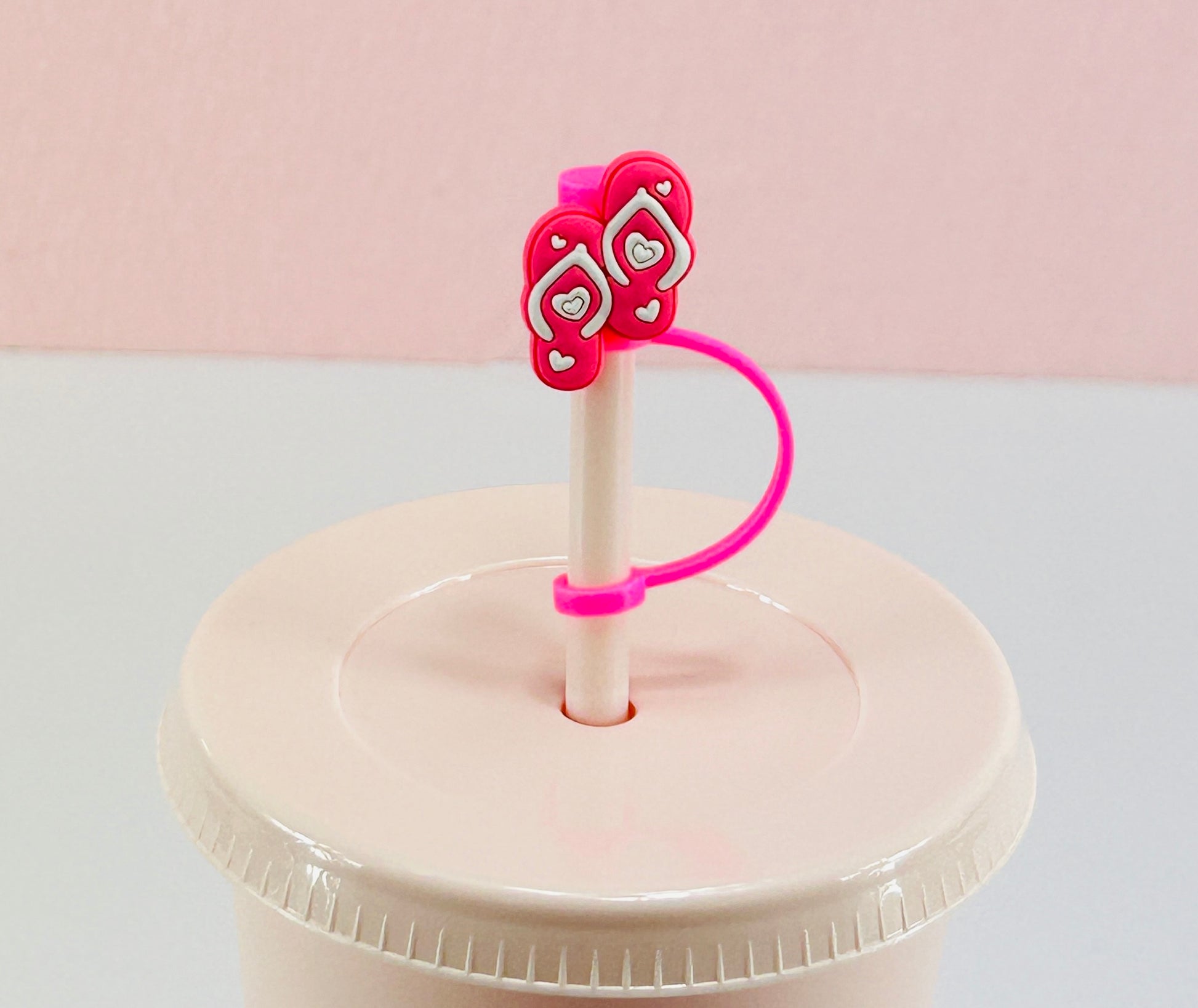 Pink Flip Flops - Straw Topper image 0