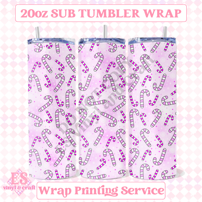 Candy Canes - Full 20oz Tumbler Sublimation Ready Print image 0