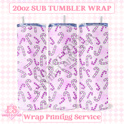 Candy Canes - Full 20oz Tumbler Sublimation Ready Print image 0