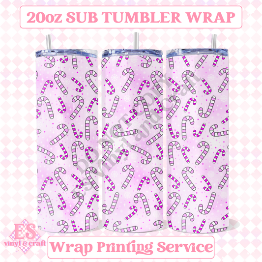 Candy Canes - Full 20oz Tumbler Sublimation Ready Print image 0