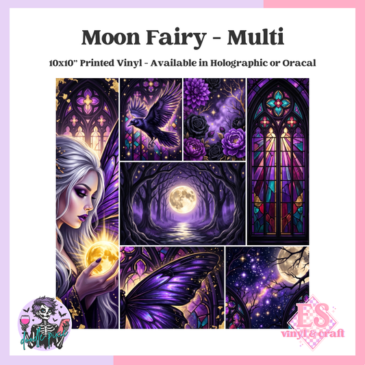 Moon Fairy - Multi - 10" x 10" Self Adhesive Vinyl (Oracal or Holo)