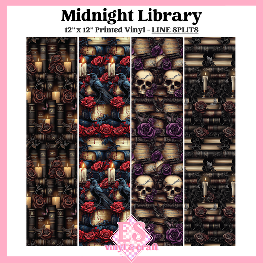 Midnight Library - Line Split - 12" x 12" Sheet image 0