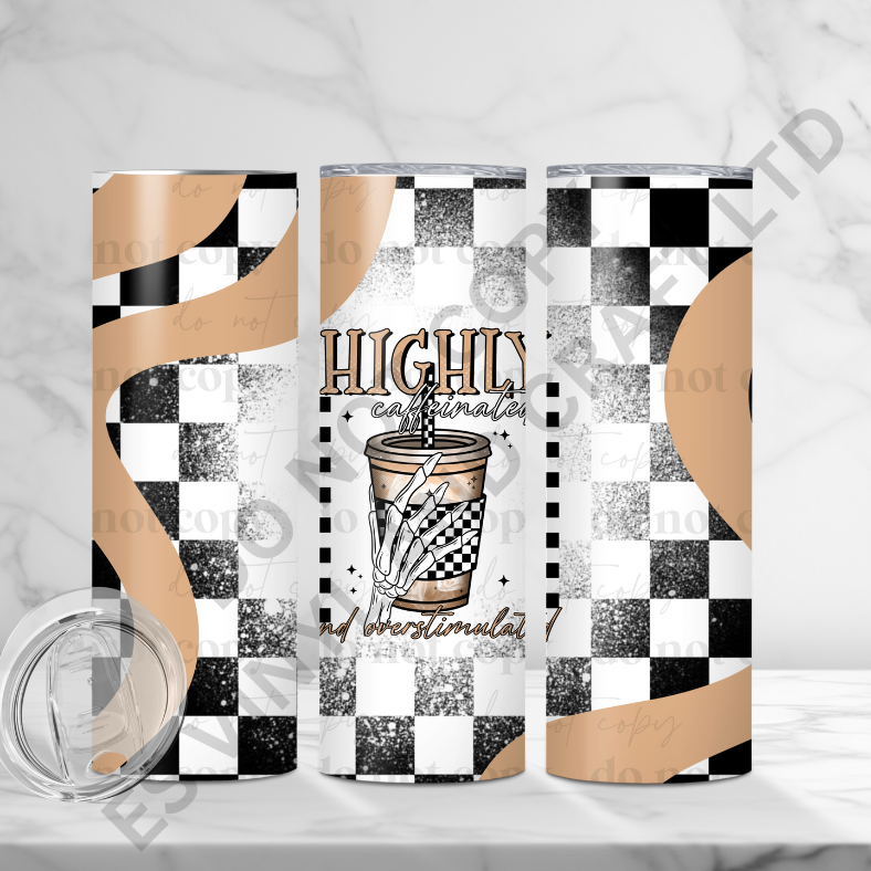Highly Caffeinated - Full 20oz Tumbler Sublimation Ready To Print image 0
