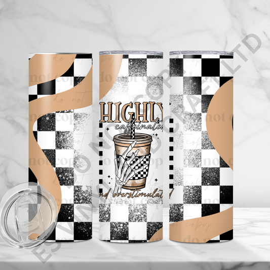 Highly Caffeinated - Full 20oz Tumbler Sublimation Ready To Print image 0
