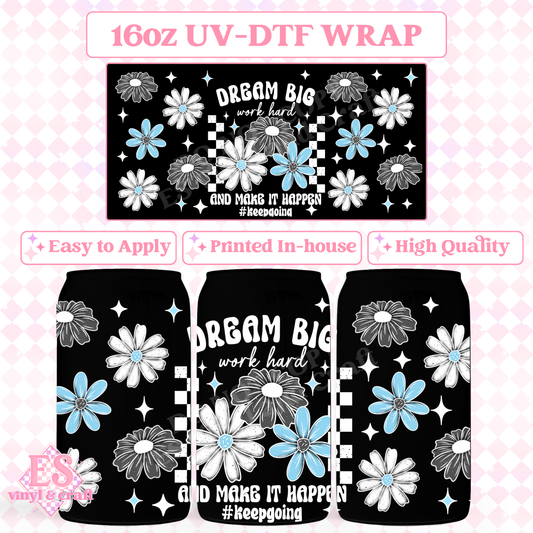 Dream Big (White Elements) - 16oz Beer Can / Libbey UV-DTF Transfer image 0