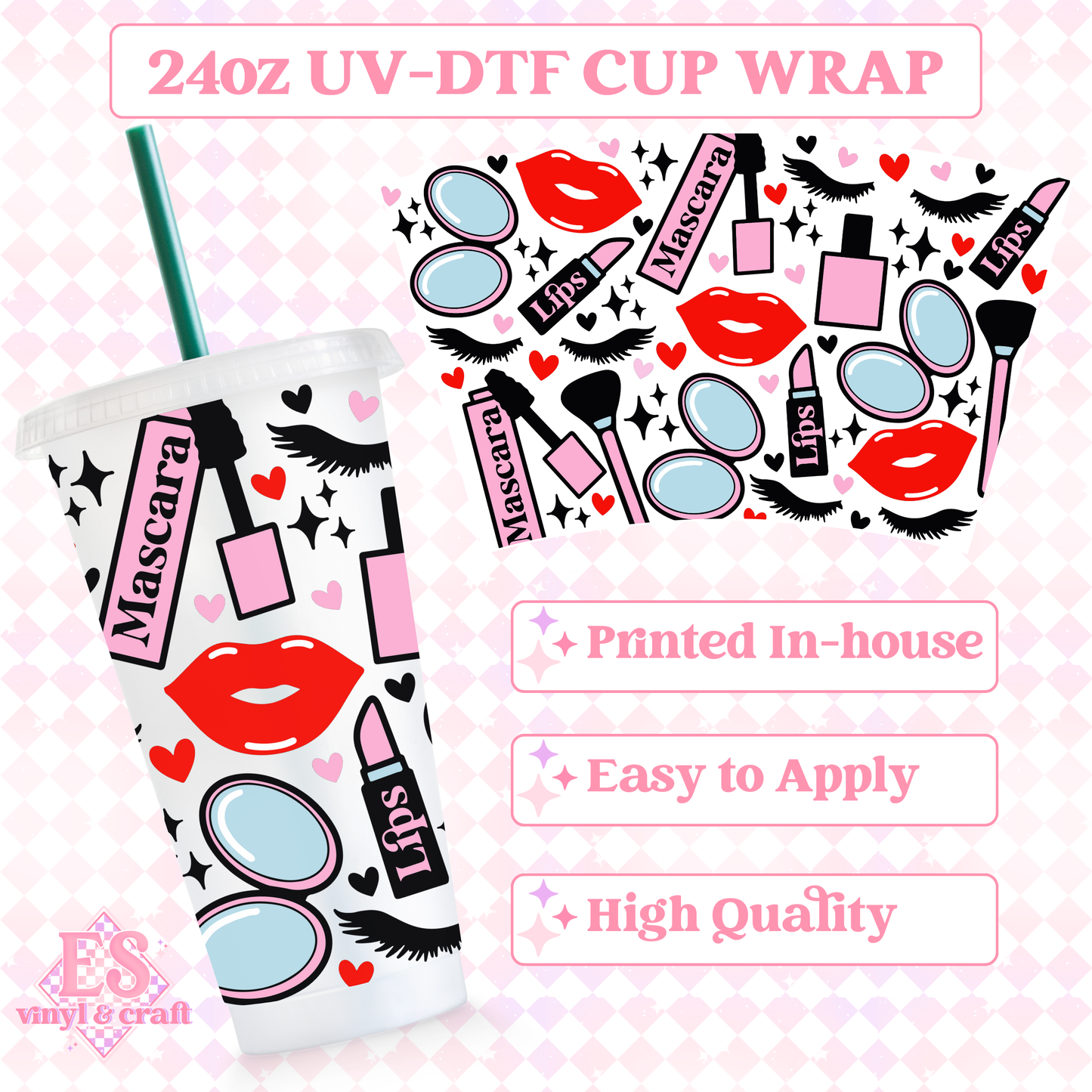 Make Up - UVDTF 24oz Cold Cup Wrap image 0