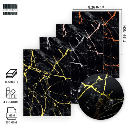 First Edition Black Marble A4 Foiled Paper Pad - 250GSM image 2