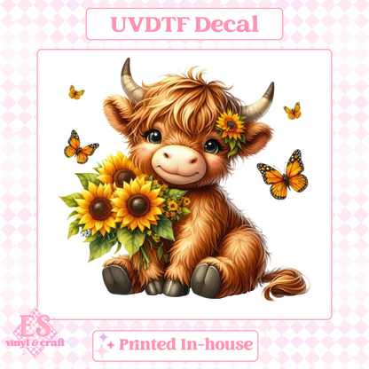 Sunflower Highland Cows - UV-DTF Decal Transfer image 5