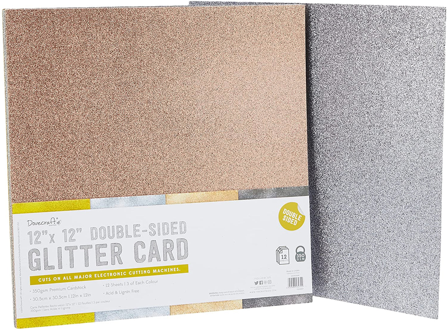 Dovecraft Essentials  12" x 12" Double Sided Glitter Bumper Pack Metallics image 0