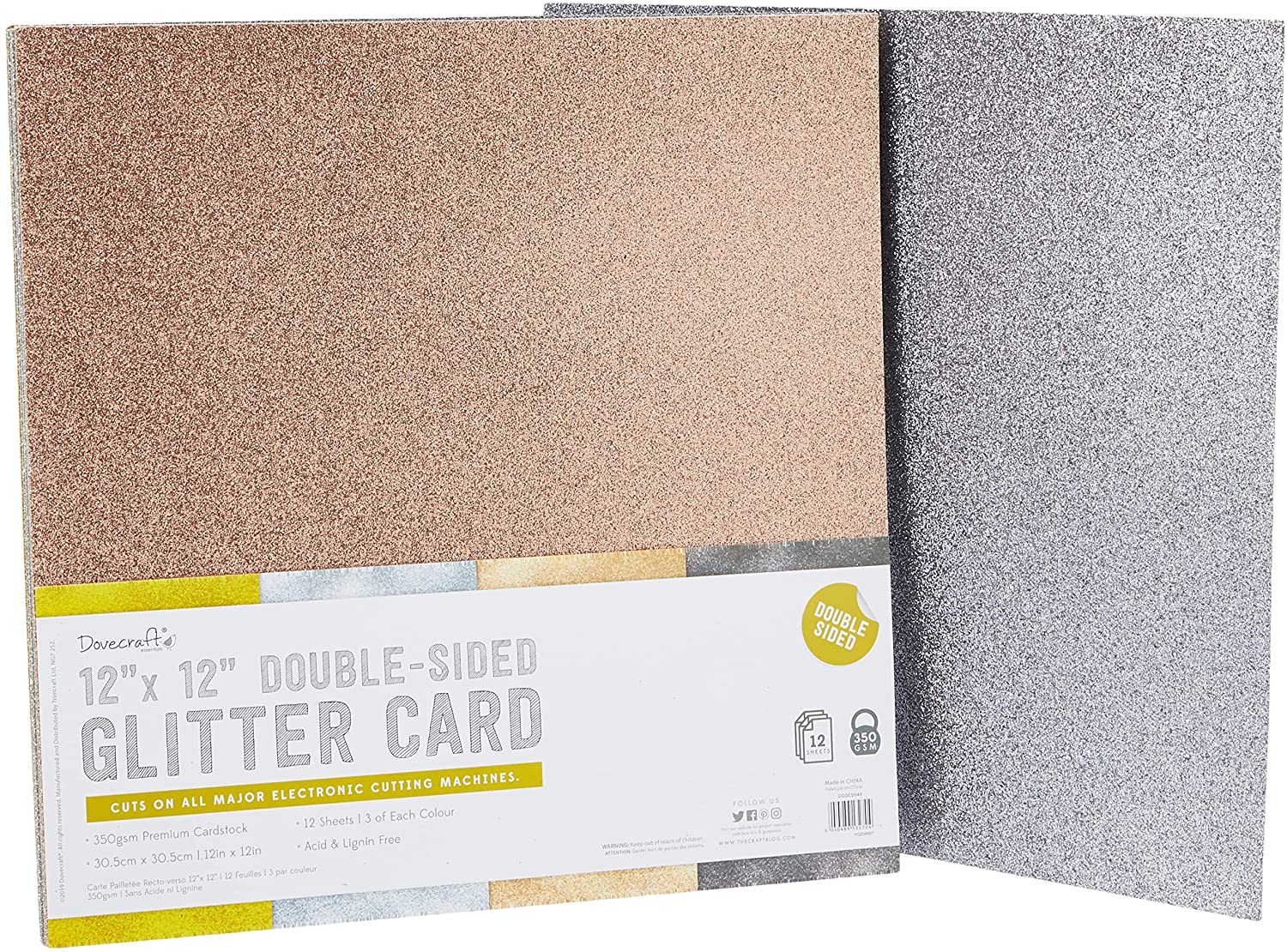 Dovecraft Essentials  12" x 12" Double Sided Glitter Bumper Pack Metallics image 0
